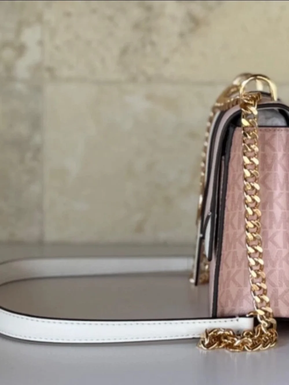 Michael Kors Greenwich Small Flap Shoulder Crossbody Bag MK Pink Multi